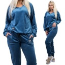 Z407 ВЕЛУРОВЫЙ СПОРТИВНЫЙ КОСТЮМ С ТЕМНО-СИНЕЙ НАШИВКОЙ, размер 46 (3XL)