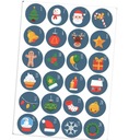 АДВЕНТ-КАЛЕНДАРЬ a5 24 РОЖДЕСТВЕНСКИЕ НАКЛЕЙКИ 3,3 см выкройки