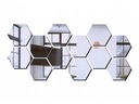 Зеркало декоративное, шестигранное, сотовое, большое, серебристое, шестигранное, акрил, 12 шт.