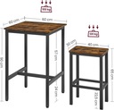Комплект стола и стульев, винтажный коричневый + черный, 60 х 60 х 90 см