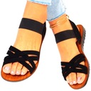 SANDAŁY DAMSKIE CZARNE Z GUMECZKAMI PŁASKI SPÓD