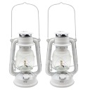 НАБОР 2x МАСЛЯНАЯ ЛАМПА РЕТРО С ФИТИЛЕМ, БЕЛАЯ 24см