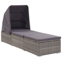 Gattan PE Grey Deckchair с крышей и подушкой