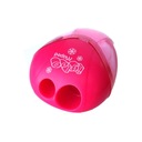 Двойная точилка с розовым контейнером с рисунком.