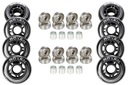 8 черных колес для роликовых коньков диаметром 72 мм + 16 подшипников RAVEN Abec7