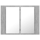 vidaXL Kúpeľňová skrinka so zrkadlom a LED, sivá betónová, 60x12x45 cm Farba nábytku betón