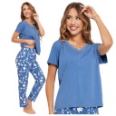 ЖЕНСКАЯ ХЛОПКОВАЯ ПИЖАМА С КОРОТКИМИ РУКАВАМИ, ДЛИННЫЕ БРЮКИ MORAJ R.S