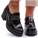 КОЖАНЫЕ ТУФЛИ НА КАБЛУКЕ ЖЕНСКИЕ, ЧЕРНЫЕ 39