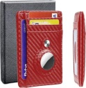 КРАСНЫЙ БУМАЖНИК ИЗ ЭКО КОЖИ CARBON SLIM RFID AirTag