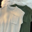 Pánske svetre Vesta Streetwear Knitted Anti-shrink Wi Dominujúca farba zelená
