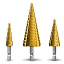 СТУПЕНЧАТЫЕ КОНИЧЕСКИЕ СВЕРЛА ДЛЯ МЕТАЛЛА, ДЕРЕВА, ПЛАСТИКА, НАБОР ЛИСТОВ 4-32 ММ