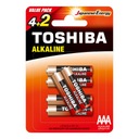 6 щелочных батареек TOSHIBA FINGERS LR03 AAA