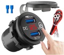 DISPOSITIVO DE CARGA MOTOCICLETA 2XUSB QC3.0 VOLTÍMETRO BOTÓN 