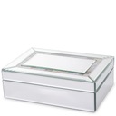 SZKLANA SZKATUŁKA PERŁOWA NA BIŻUTERIĘ KASETKA GLAMOUR SREBRNA