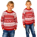 CZERWONY ŚWIĄTECZNY SWETER NORWESKI W ŚWIĄTECZNE DLA DZIECKA RENIFERY 13/14