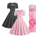 Damska sukienka w stylu retro z lat 50. i 60. w kropki Rockabilly Długość midi