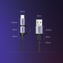 КАБЕЛЬ UЗЕЛЕНЫЙ 2в1 USB НА MICRO USB I TYPE-C 1M 2.4A