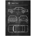 Патентный постер BMW 7 E23 с ретро-диаграммой