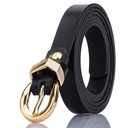 ЖЕНСКИЙ черный ремень, золотая пряжка, КОЖА GRACIO