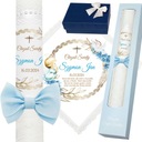 BIAŁA SZATKA I ŚWIECA DO CHRZTU CHRZEST IMIĘ ZESTAW PUDEŁEK