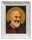 ИЗОБРАЖЕНИЕ СВЯТОГО ОТЦА ПИО ИЗ ПЬЕТРЕЛЧИНЫ, БЕЛАЯ РАМА