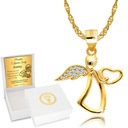 Медаль «Ангел» на золотой цепочке 925 пробы с гравировкой «Причастие при крещении сердца»