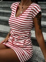 Bavlnené letné pletené šaty ceruzkové pruhy biela červená XXL EAN (GTIN) 5903769117208