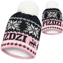 Мужская и женская теплая зимняя шапка PIŹDZI с помпоном