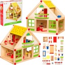 ДЕРЕВЯННЫЙ двухэтажный кукольный домик Дорис + МЕБЕЛЬ