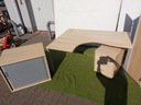 Письменный стол угловой 120х160, шкаф+контейнер/груз на колесах, ясень