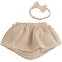 BLOOMERSY MUŚLINOWE Z FALBANKAMI + OPASKA 68-74