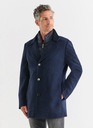 Темно-синее мужское пальто с микрорисунком и отстегивающимся воротником-стойкой PAKO LORENTE 58