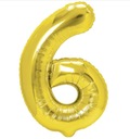 BALON FOLIOWY CYFRA SZEŚĆ 6 ZŁOTA / ZŁOTY 100CM