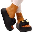 DAMSKIE KLAPKI CZARNE PIANKA KAPCIE LEKKIE WYGODNE PLATFORMA