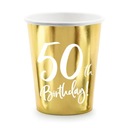 Золотые бумажные стаканчики 50th BIRTHDAY, 220 мл, 6 шт.