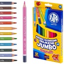 КАРАНДАШИ Astra ТРЕУГОЛЬНЫЕ JUMBO, толстые, 12 цветов + точилка