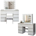 БЕЛЫЙ КОСМЕТИЧЕСКИЙ СТОЛИК С ЗЕРКАЛОМ И ТАБУРОМ 12 СВЕТОДИОДНЫХ ЛАМПОЧЕК REHA XL