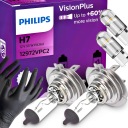 Philips H7 Vision Plus 60 лампочек 12 В 55 Вт, одобренный светодиод W5W + перчатки