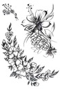 Временное тату а-ля SKETCH Flowers Large Sheet 92