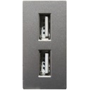 USB-модуль зарядного устройства с двойной розеткой, тип A+A, 2,4 А, серый для рамок MIUUN