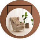 КРУГЛОЕ ЗЕРКАЛО, ОВАЛ 60 СМ, НАСТЕННОЕ МЕТАЛЛИЧЕСКИЙ КАРКАС, ЛОФТ, ГОСТИНАЯ, ВАННАЯ КОМНАТА