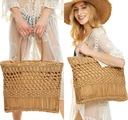 СОЛОМНАЯ СУМКА STRAW BASKET ECO BOHO BASKET бежевый