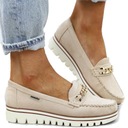 Бежевые женские мокасины, удобные туфли на платформе, цепочка GS80, размер 39