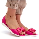 ЖЕНСКИЕ РЕЗИНОВЫЕ БАЛЕТКИ С БАНТОМ, FUSCJA 38