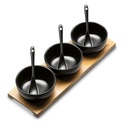 ЧАШКИ ДЛЯ ДИПОВ, СОУСОВ, для еды, черные, бамбуковая доска, ложки, подарочные