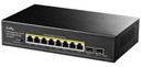 8-portový gigabitový PoE+ switch s 2 gigabitovými SFP slotmi GS1008PS2