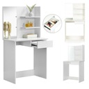 БЕЛЫЙ ЖЕНСКИЙ ТРУБНОЙ СТОЛИК С БОЛЬШИМ ЗЕРКАЛОМ И ПОЛОЧКАМИ ДЛЯ КОСМЕТИКИ