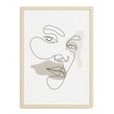 ПОСТЕР А4 ЖЕНСКОЕ ЛИЦО ЛИЦО АРТ ОДНА ЛИНИЯ БЕЖЕВЫЙ