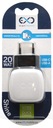 Настенное зарядное устройство eXc SHINE 1xUSBA QC + 1xUSBC PD 20 Вт, черно-белое