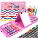 ХУДОЖЕСТВЕННЫЙ НАБОР ДЛЯ РИСОВАНИЯ РАСКРАСКА XXL 208 ЭЛЕМЕНТОВ. РОЗОВЫЙ